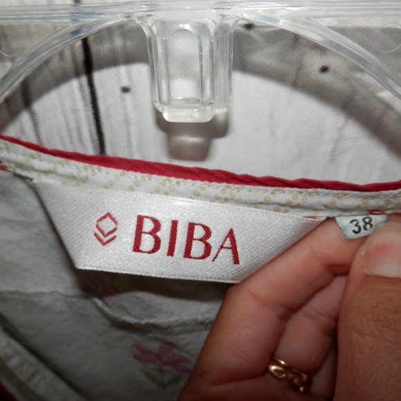 BIBA  Size 38 Boho Loose Blouson Peasant Dress Pleated Floral 100% Cotton 3559 - Picture 12 of 13